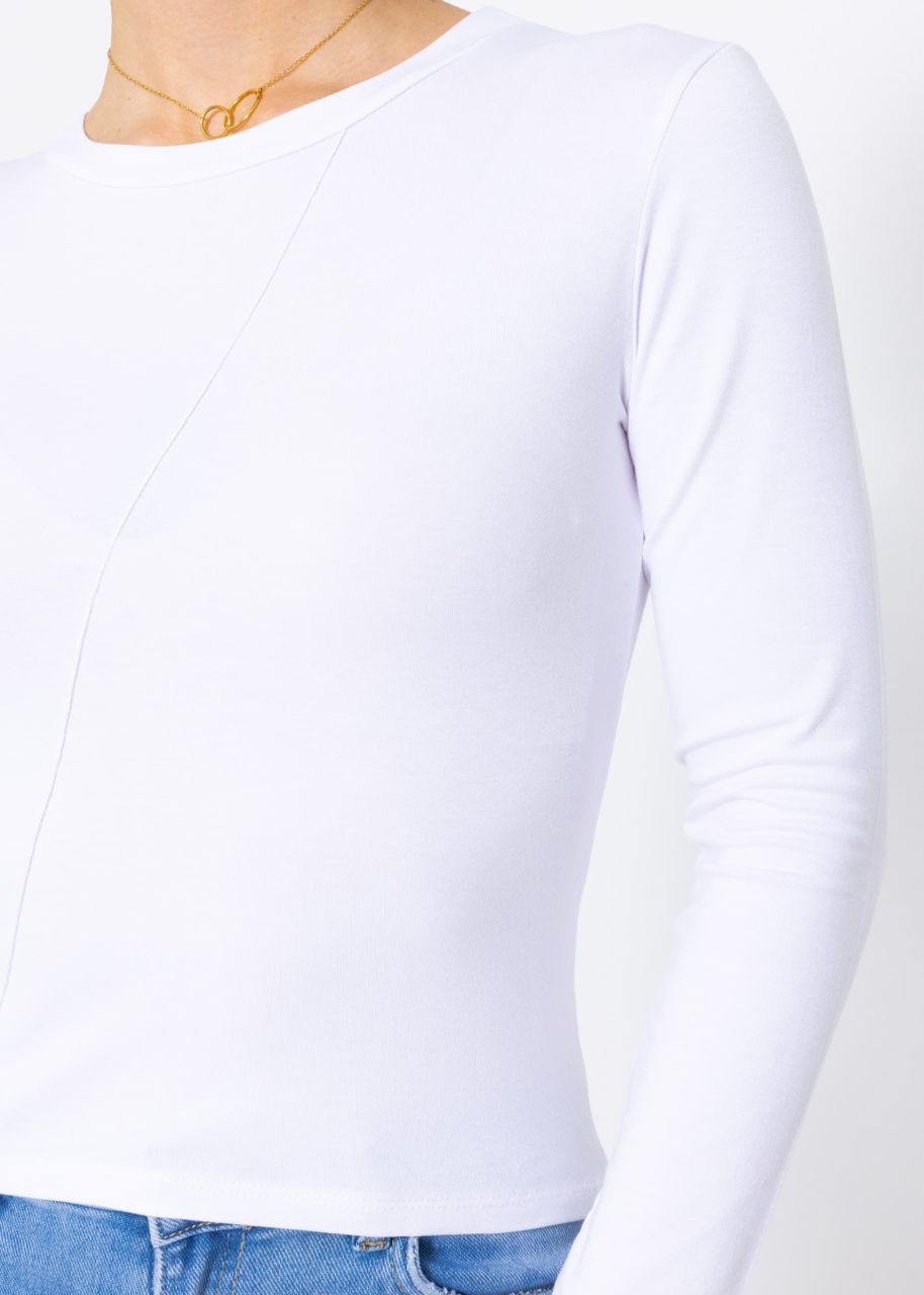 Longsleeve shirt with diagonal piping, offwhite