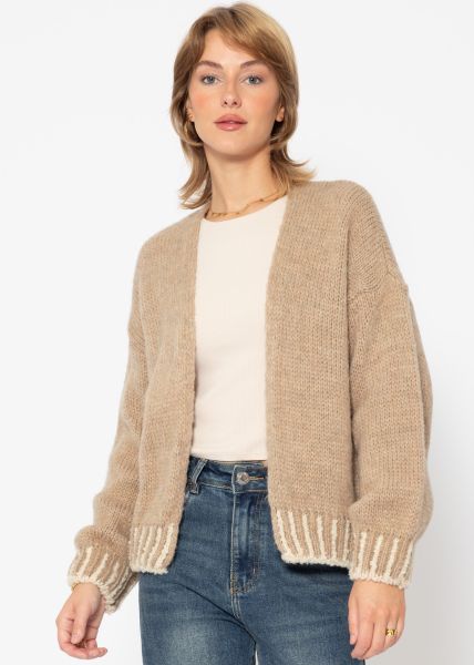 Loose-fitting cardigan with emphasised hem - camel