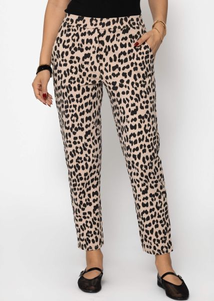 Jersey chinos in leo print - light beige