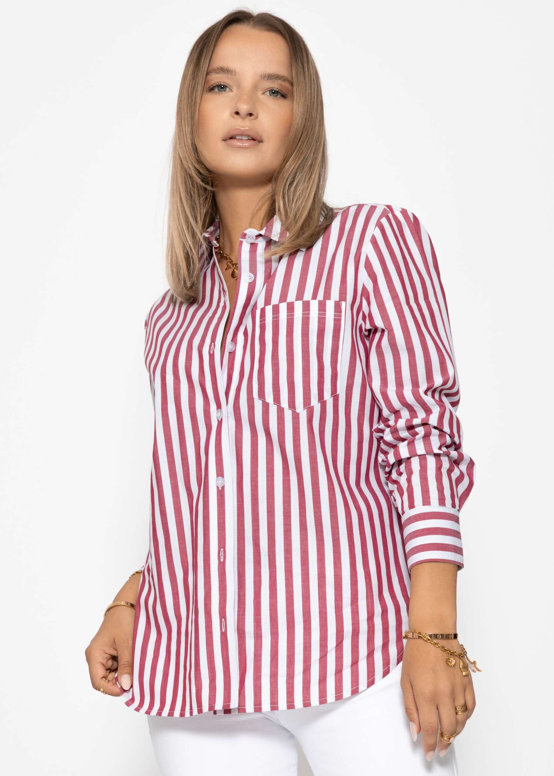 Striped blouse - red