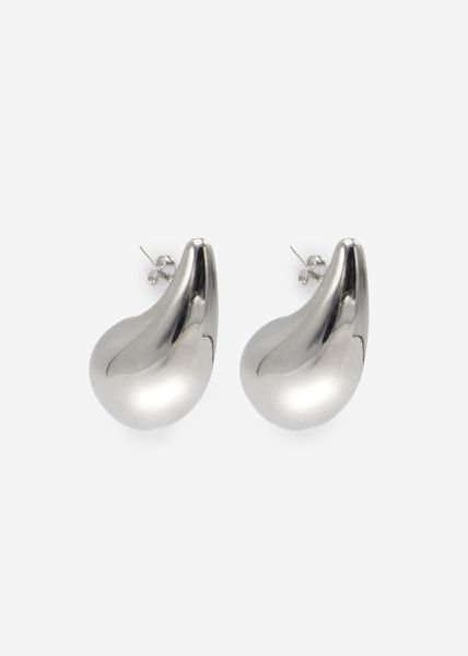Large Drops stud earrings - silver