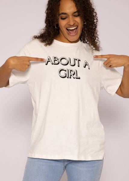Boyfriend shirt "ABOUT A GIRL", offwhite