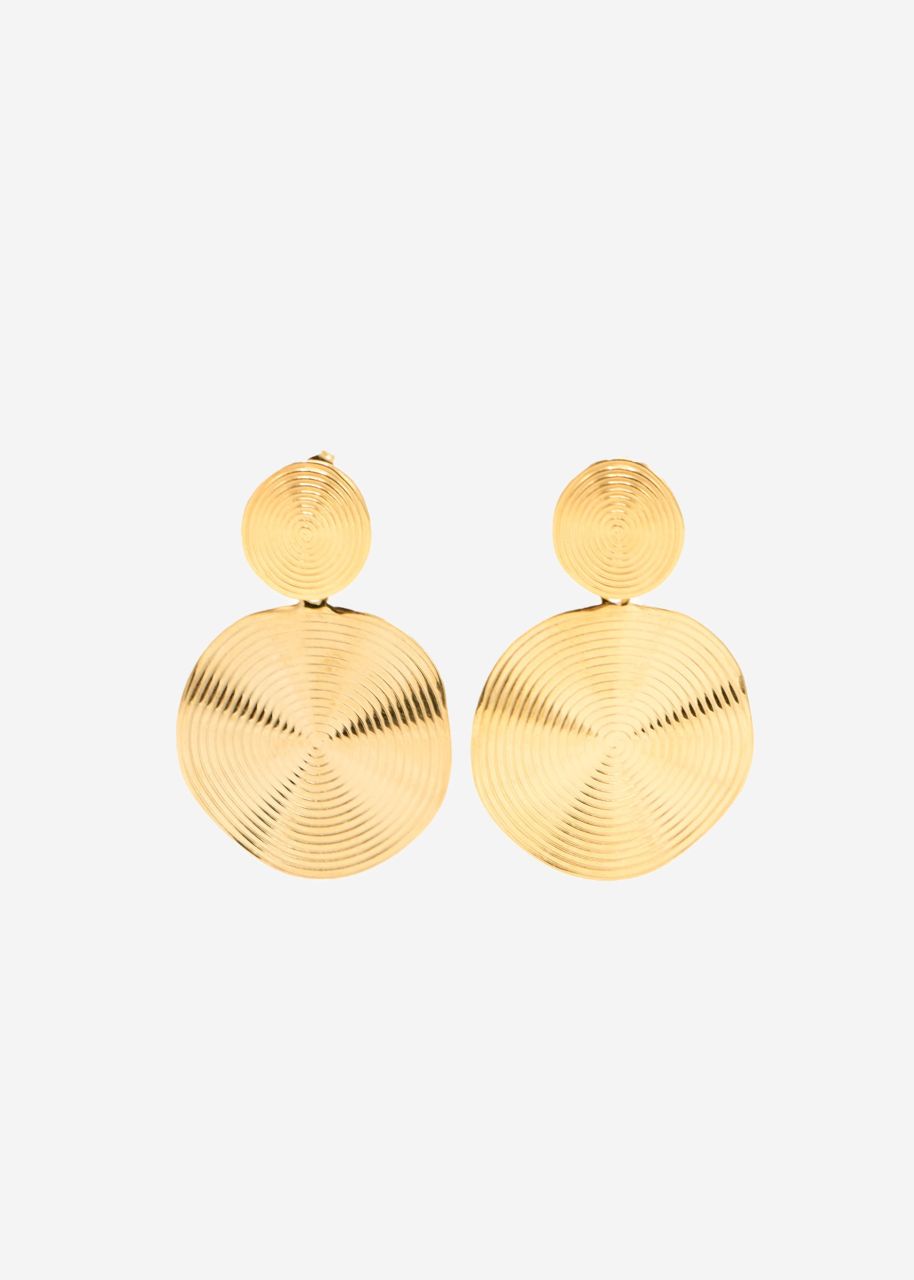 Circle earrings with structure - gold