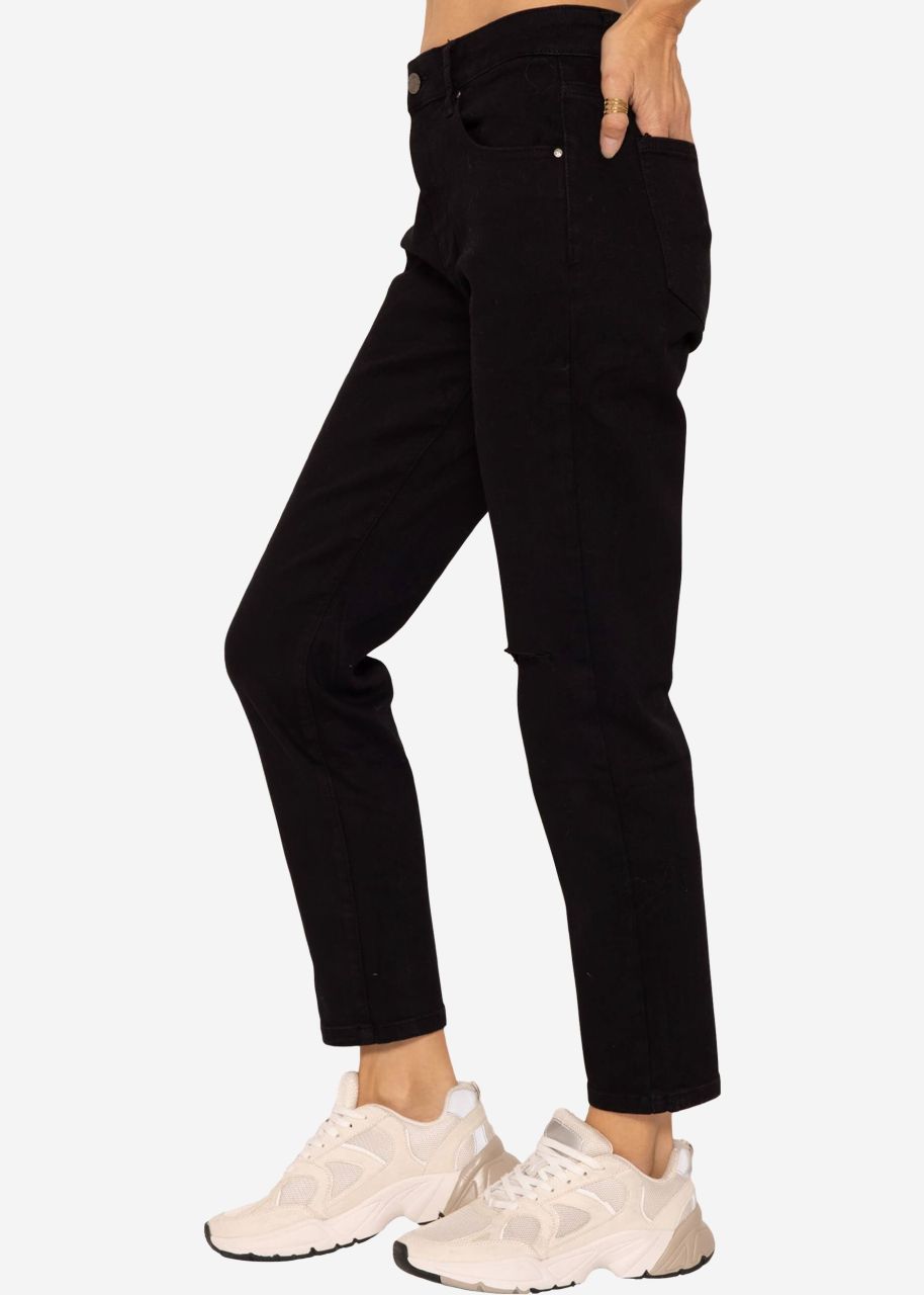 Relax Fit Jeans with slit - black
