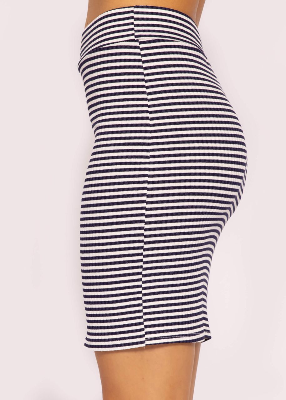 Striped rip jersey skirt, blue and white