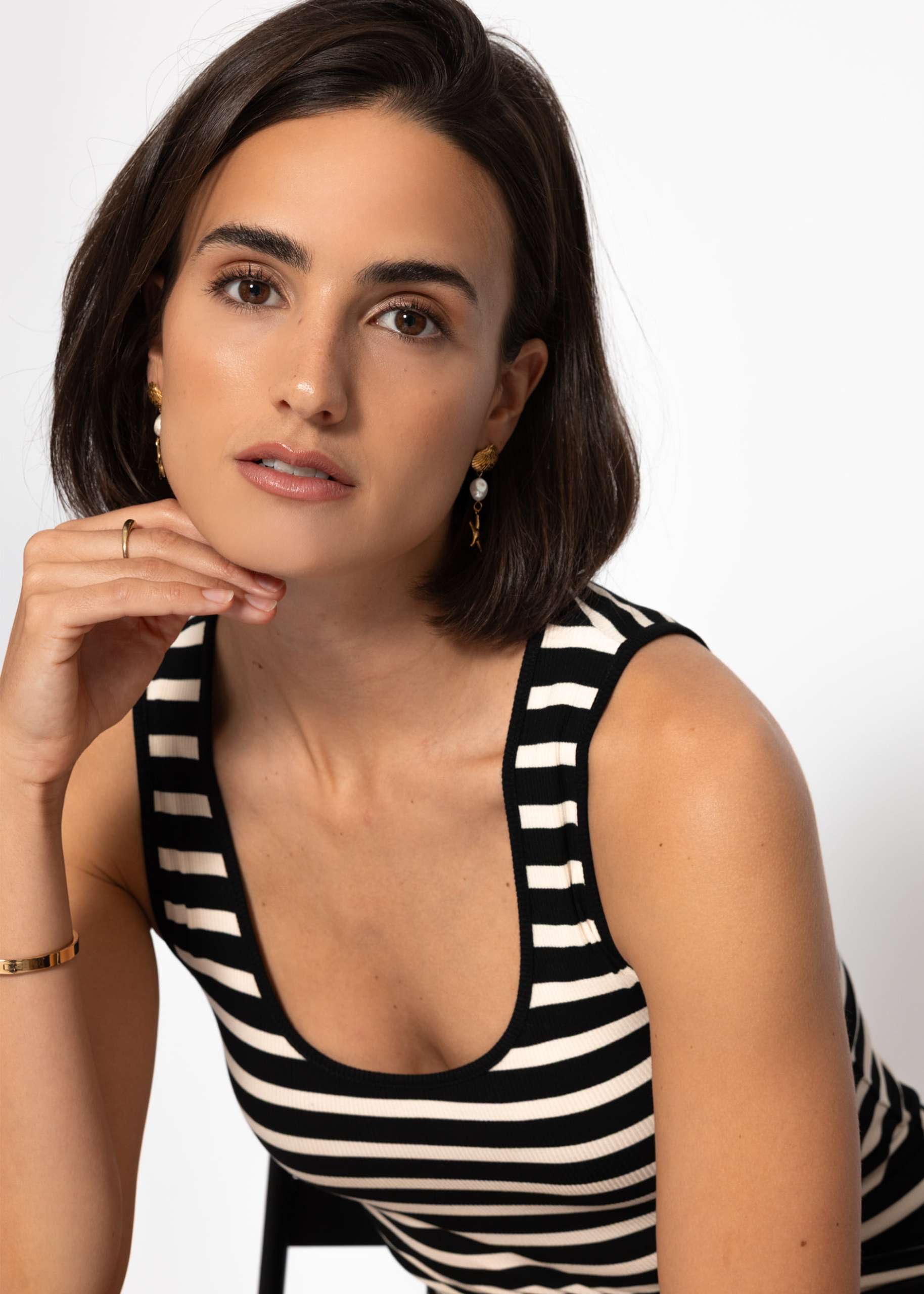 Striped tank top - black-offwhite