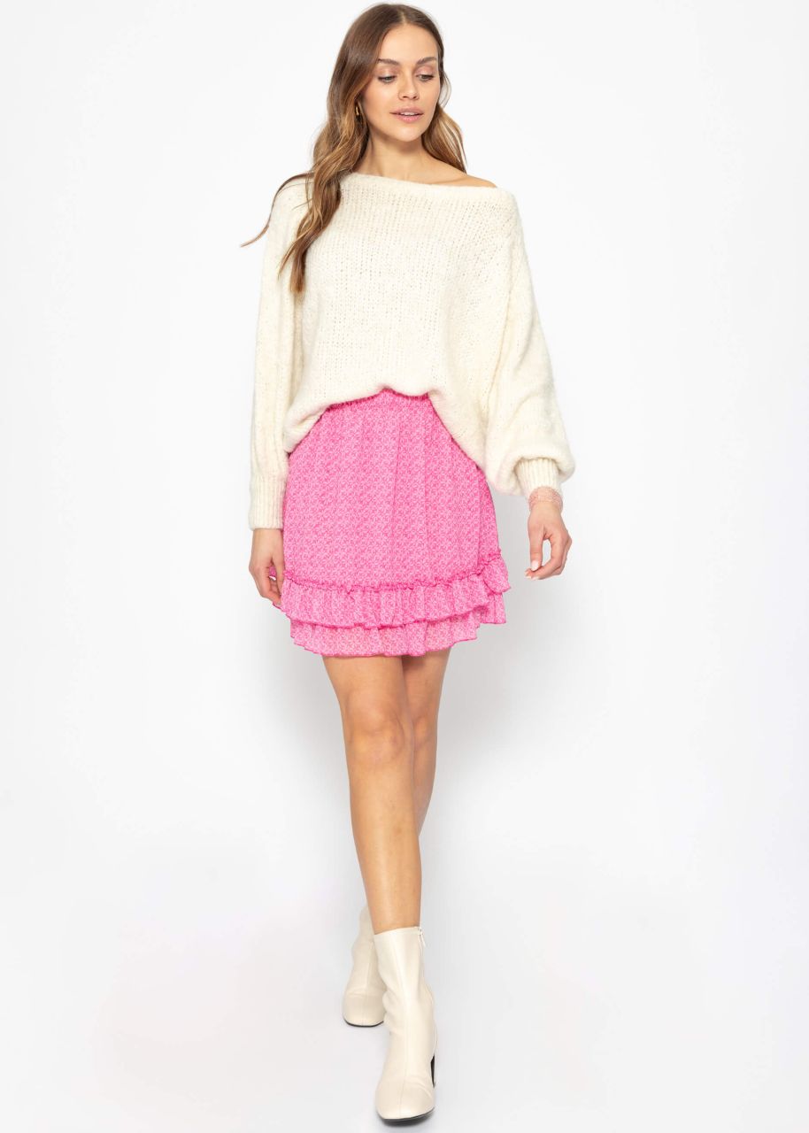 Flounce skirt with ruffles - pink