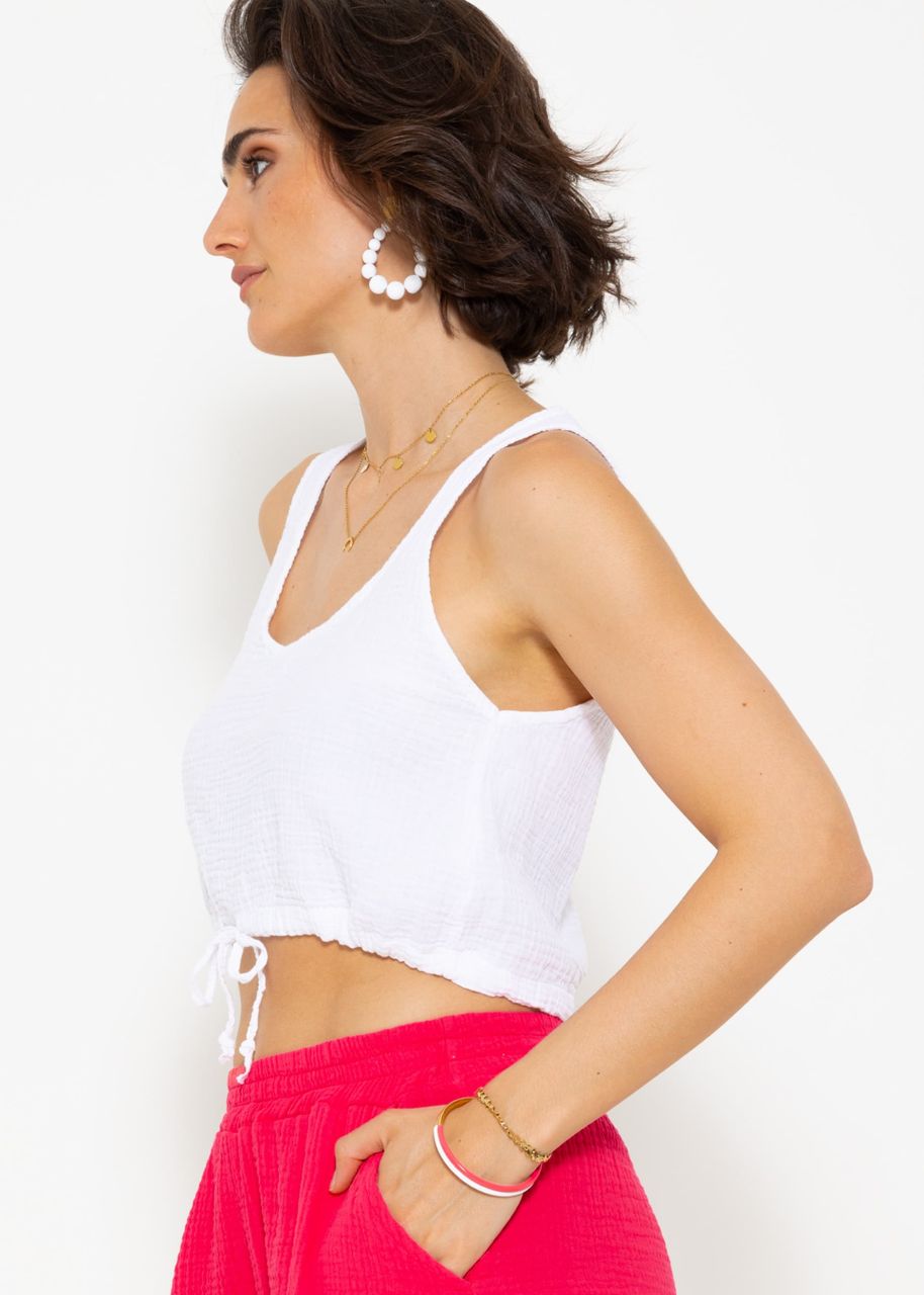 Muslin top with drawstring - white