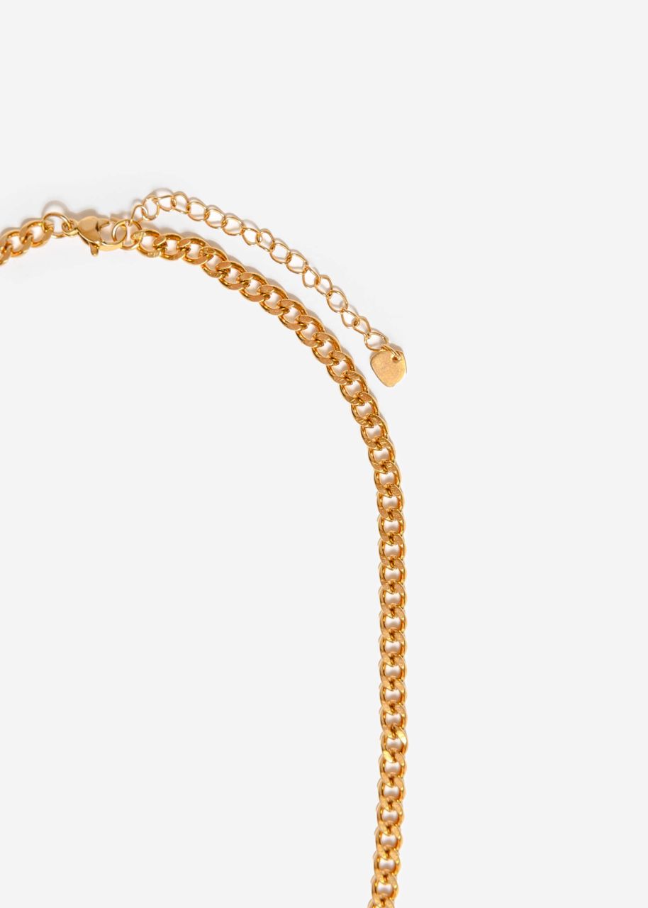 Necklace with black/grey flower - gold