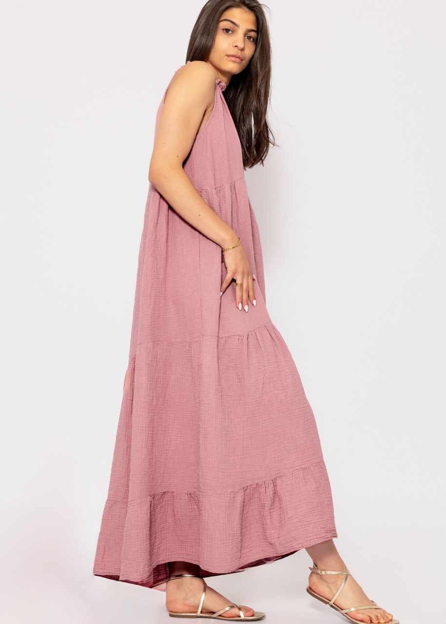 Long muslin dress - dusky pink