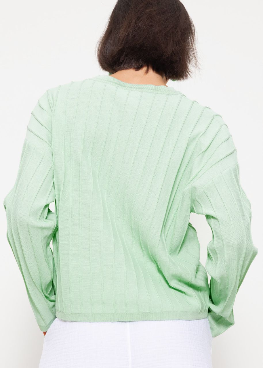 Fine sweater with ribbed texture - sage green