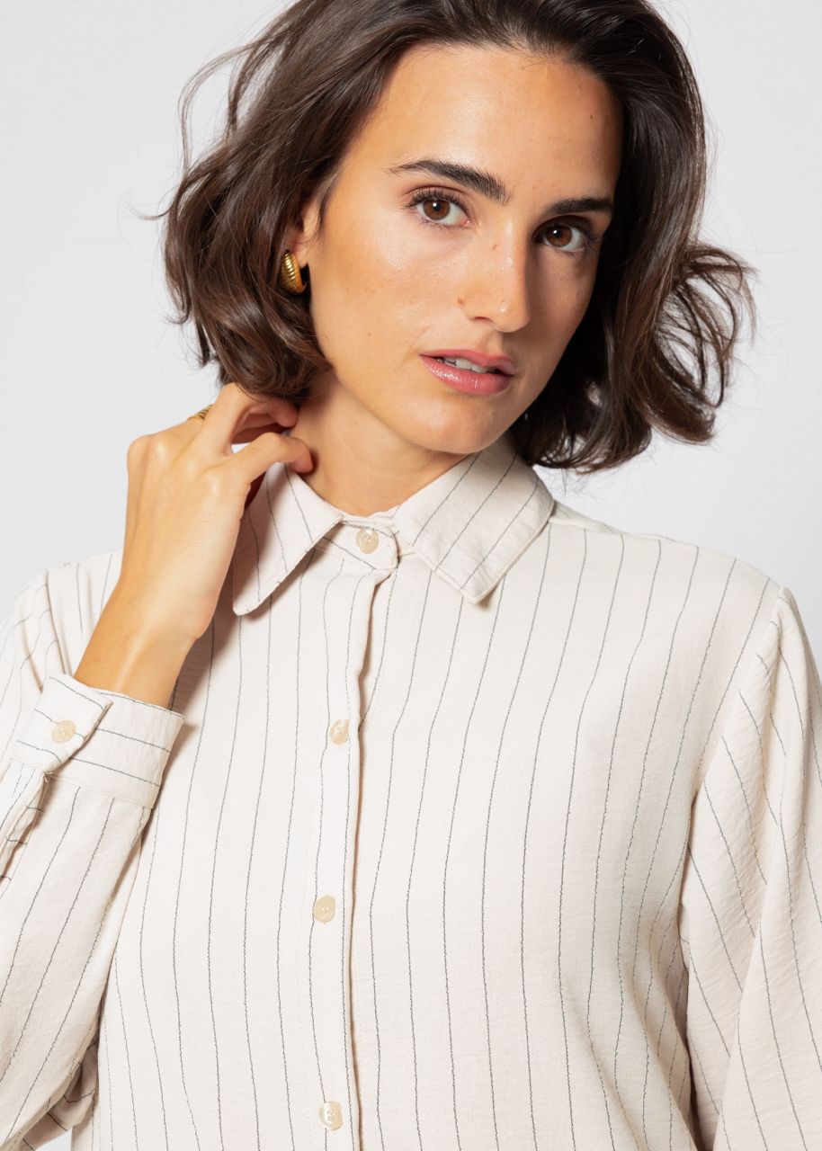 Classic cut blouse with stripes - beige