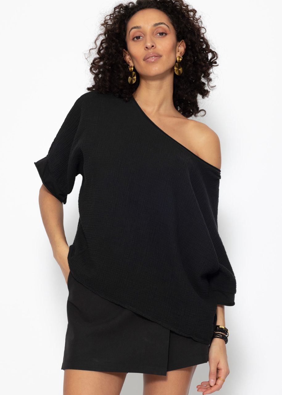 Casual muslin shirt - black