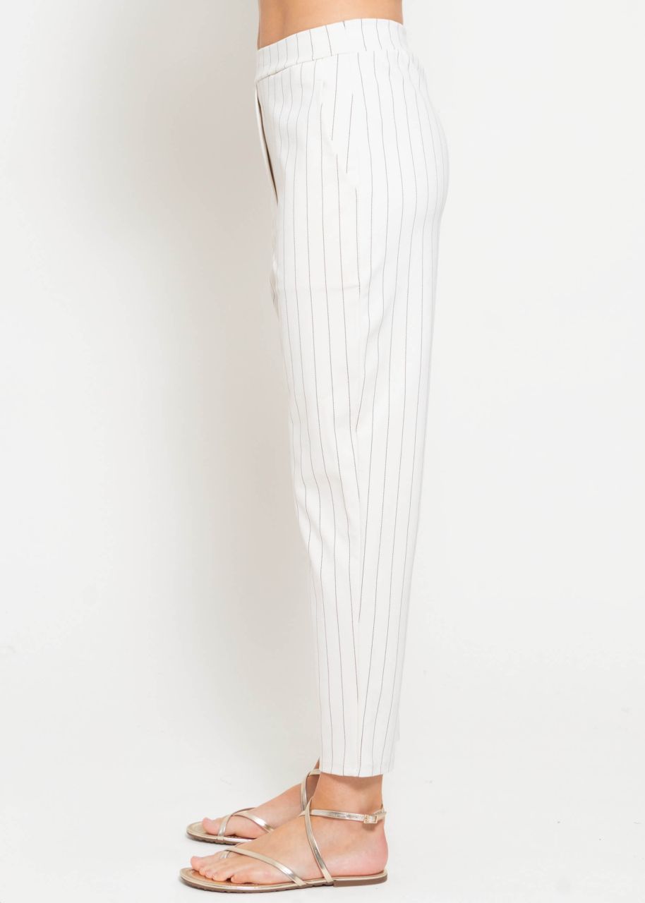 Jersey chinos with pinstripes - offwhite