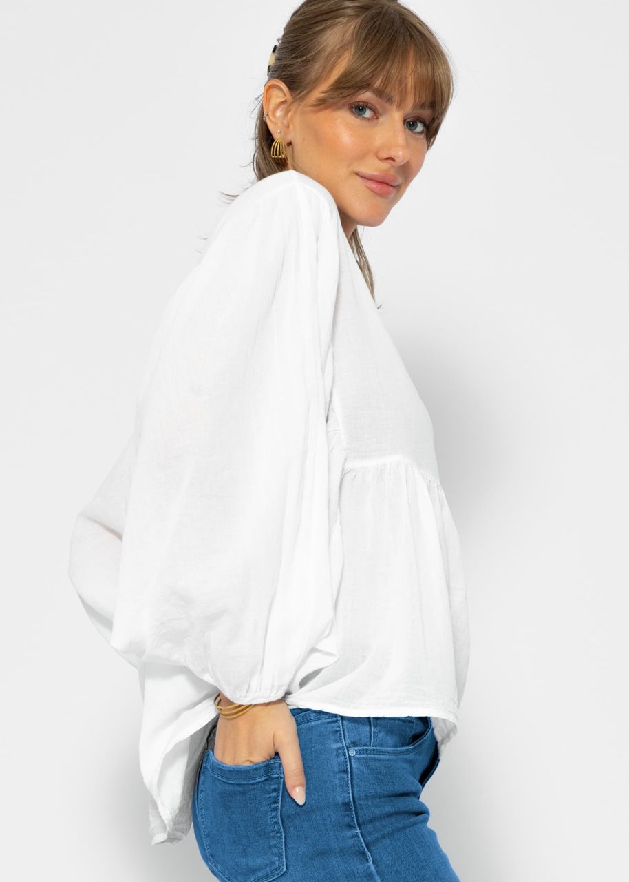 Oversize cotton voile blouse - white