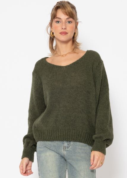 V-neck jumper - dark green