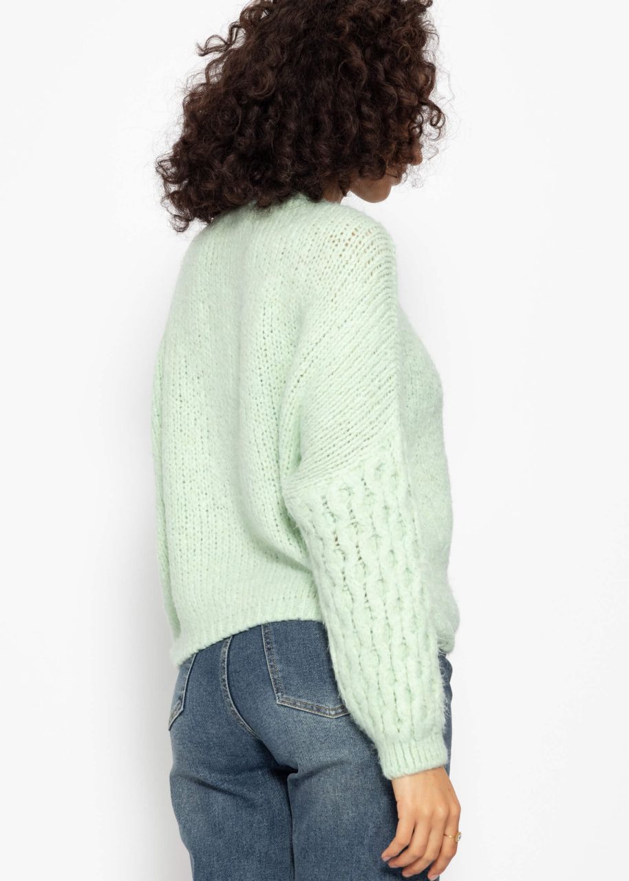 Fluffy knitted sweater - sage green