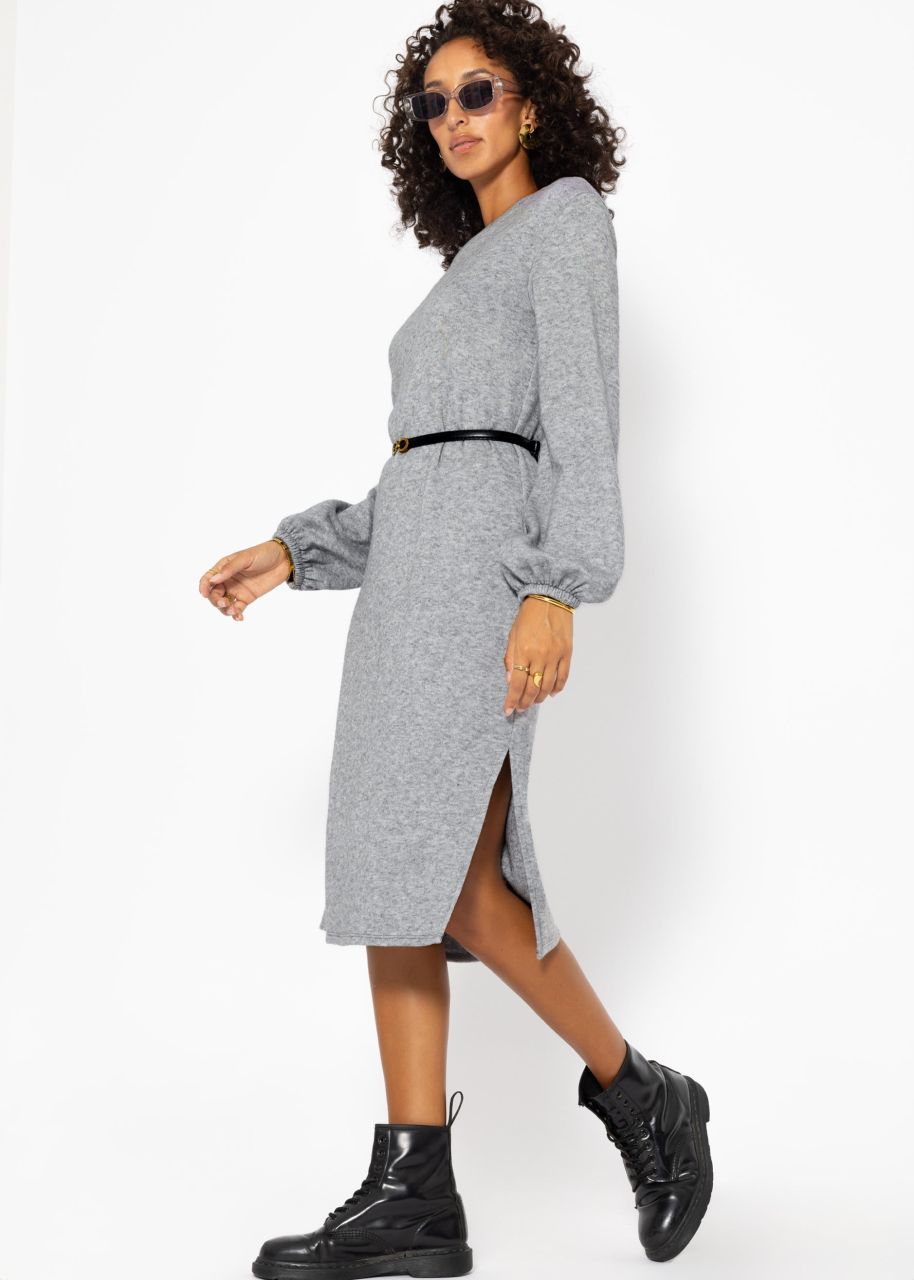 Super soft jersey dress in midi length - grey