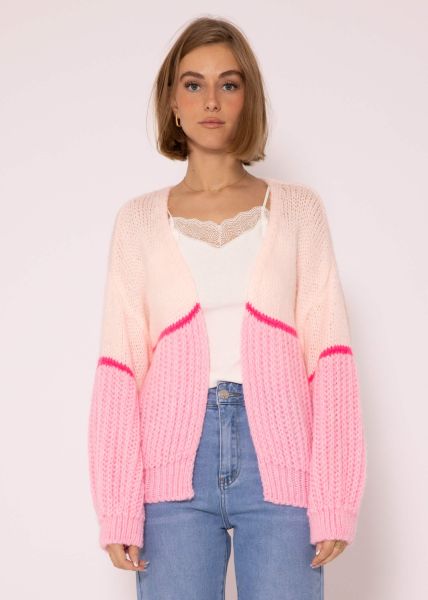 Cardigan with pink stripes, pink