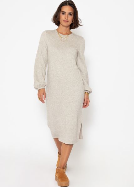 Super soft jersey dress in midi length - taupe