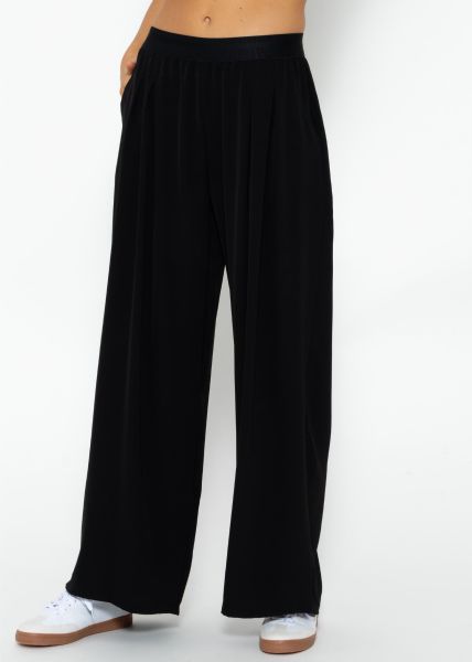 Flowing slip-on trousers with elastic waistband - black