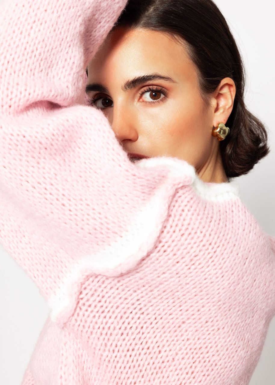 Sweater with contrast stitching - pink