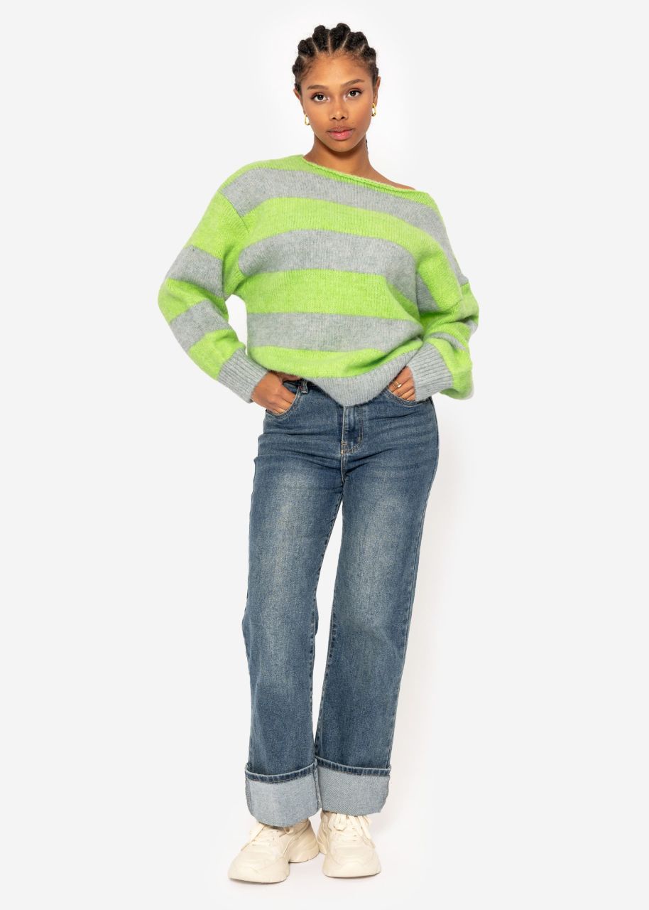 Sweater with block stripes - green