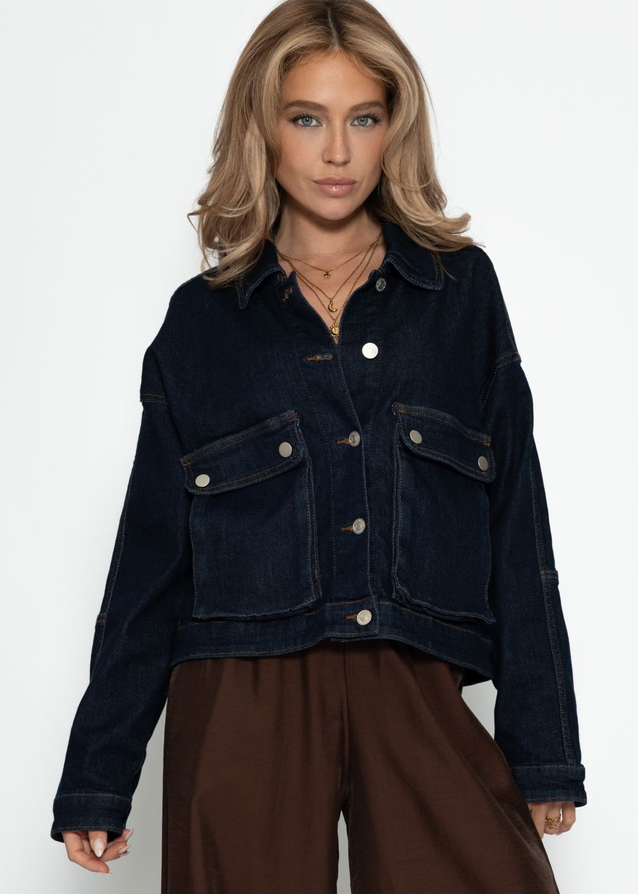 Denim jacket with patch pockets - dark blue