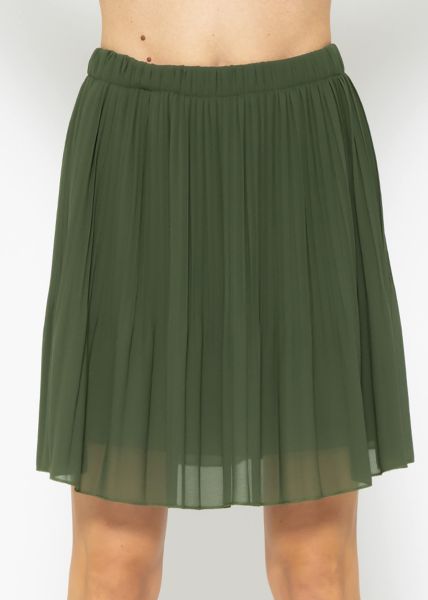 Pleated chiffon skirt, khaki