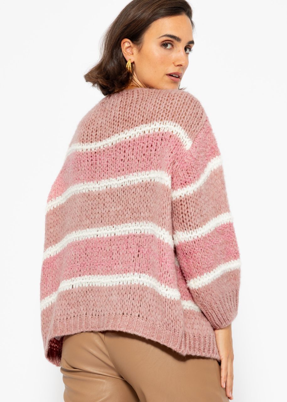 Cardigan in stripe design - pink