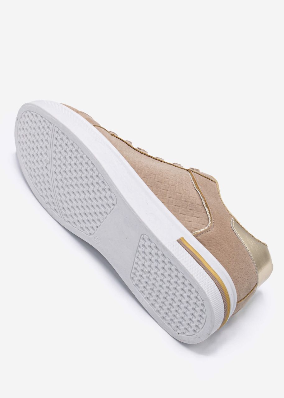 Sneaker with embossing, beige