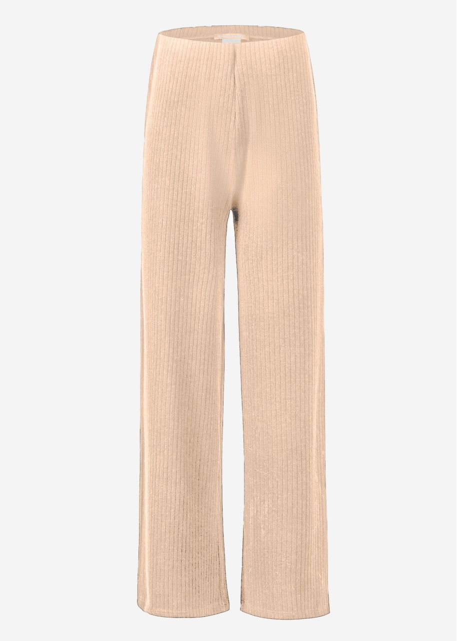 Wide leg ribbed trousers - light beige