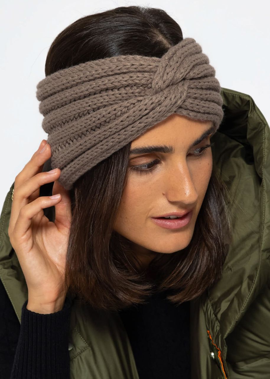 Ribbed knit headband - taupe