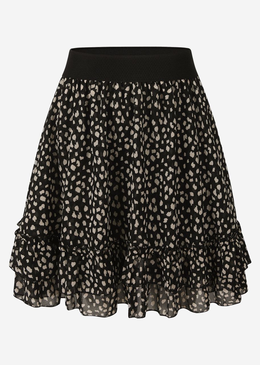 Flounces skirt with ruffles, black