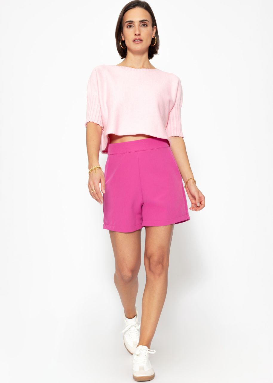 Short sleeve crop sweater - pink