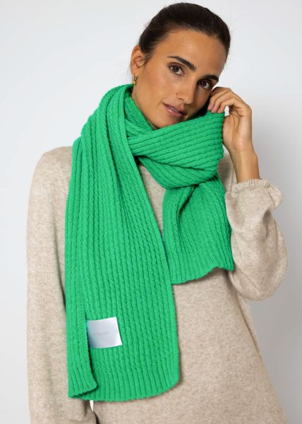 Ribbed knitted scarf - green
