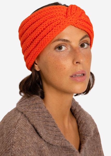 Ribbed knit headband - orange