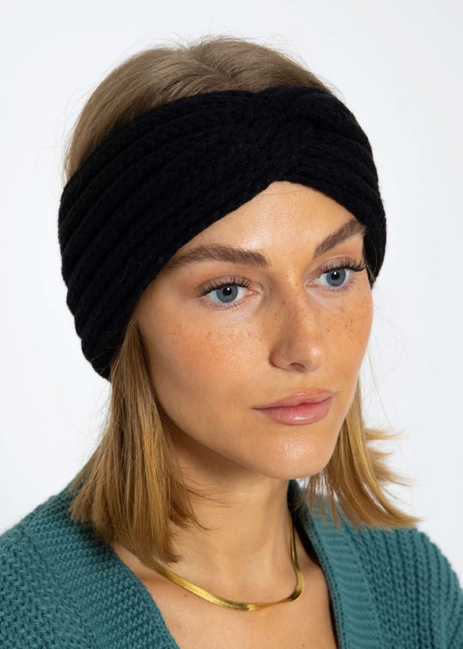 Ribbed knit headband - black