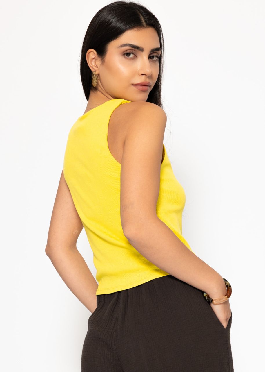 Double-layered, ribbed tank top - yellow