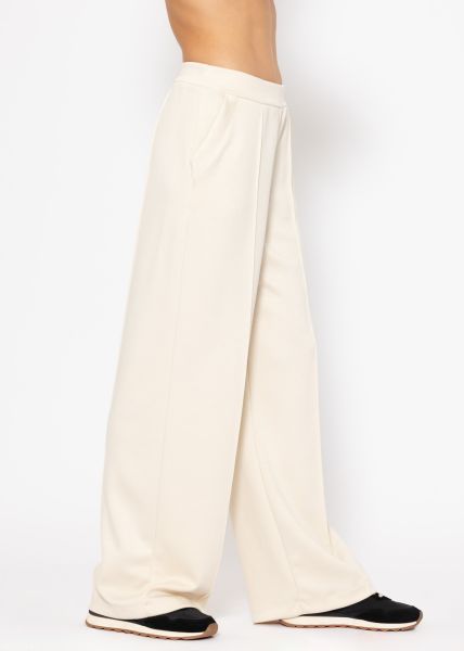 Soft, wide jogging trousers with piping - offwhite