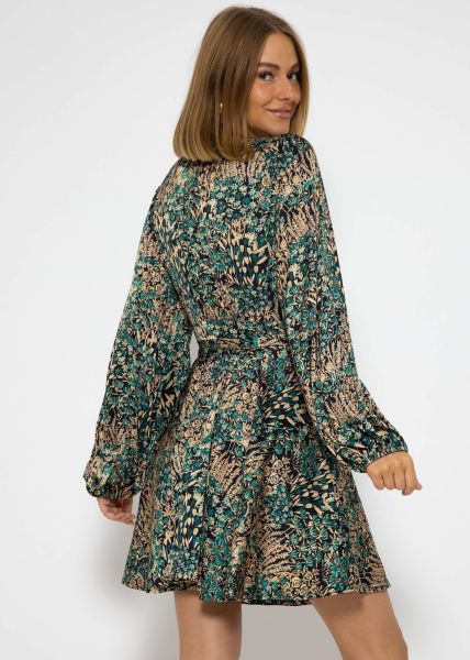 Elegant wrap dress with print - black-green