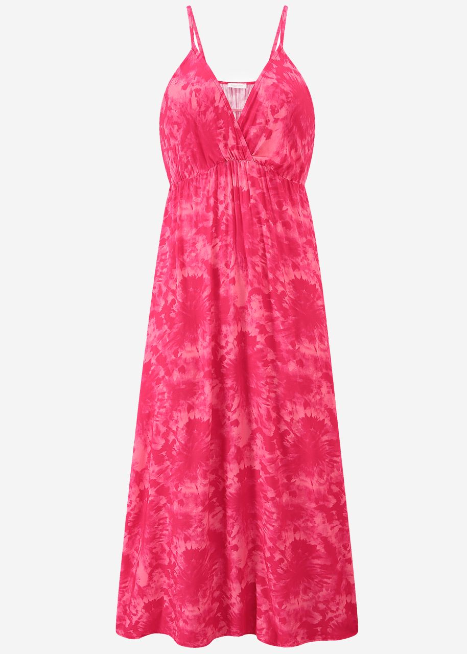 Maxi dress with batik print - pink