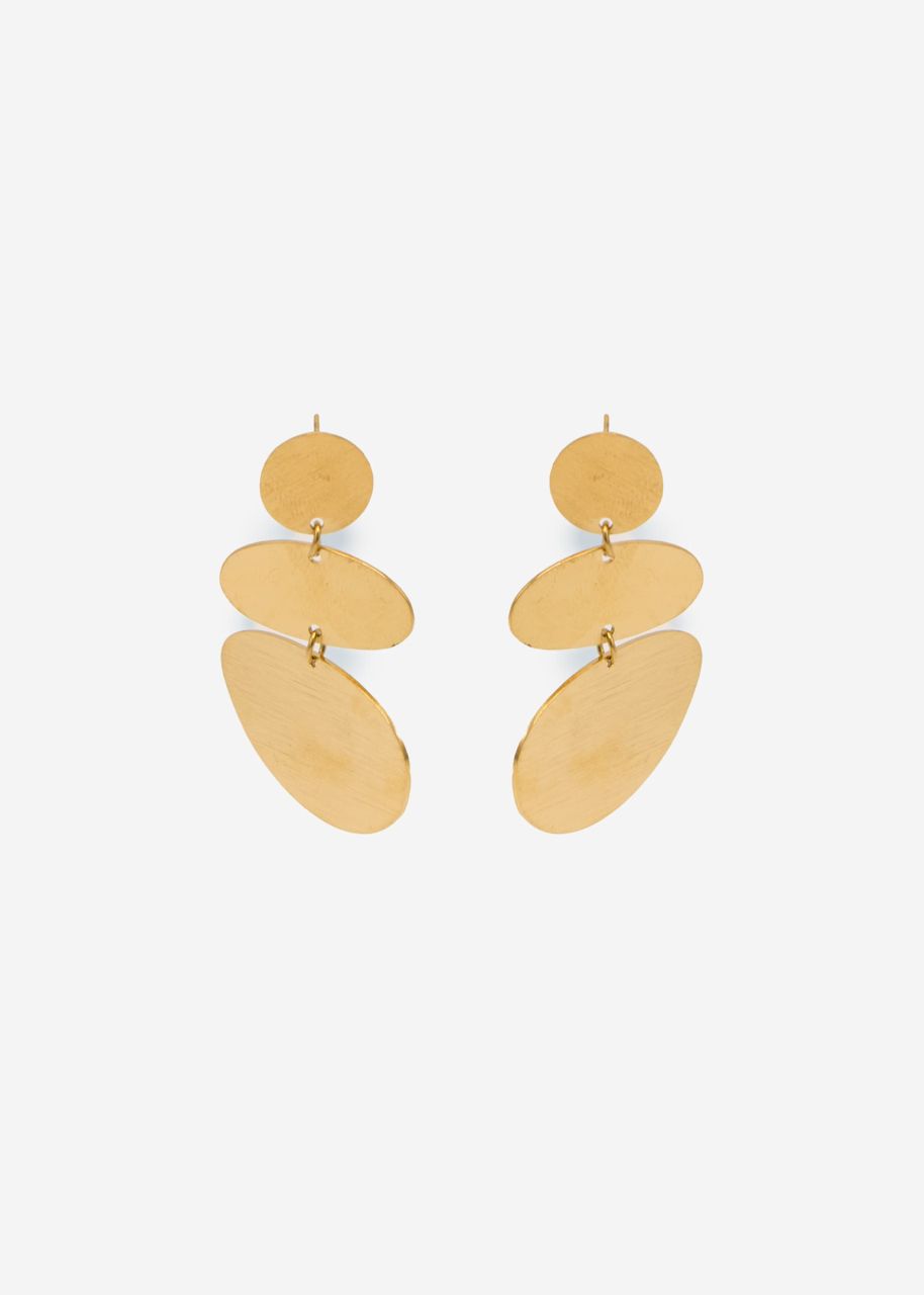 Multi-level stud earrings with platelets - gold