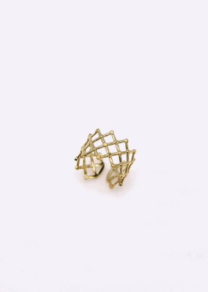 Ring with grid pattern, gold
