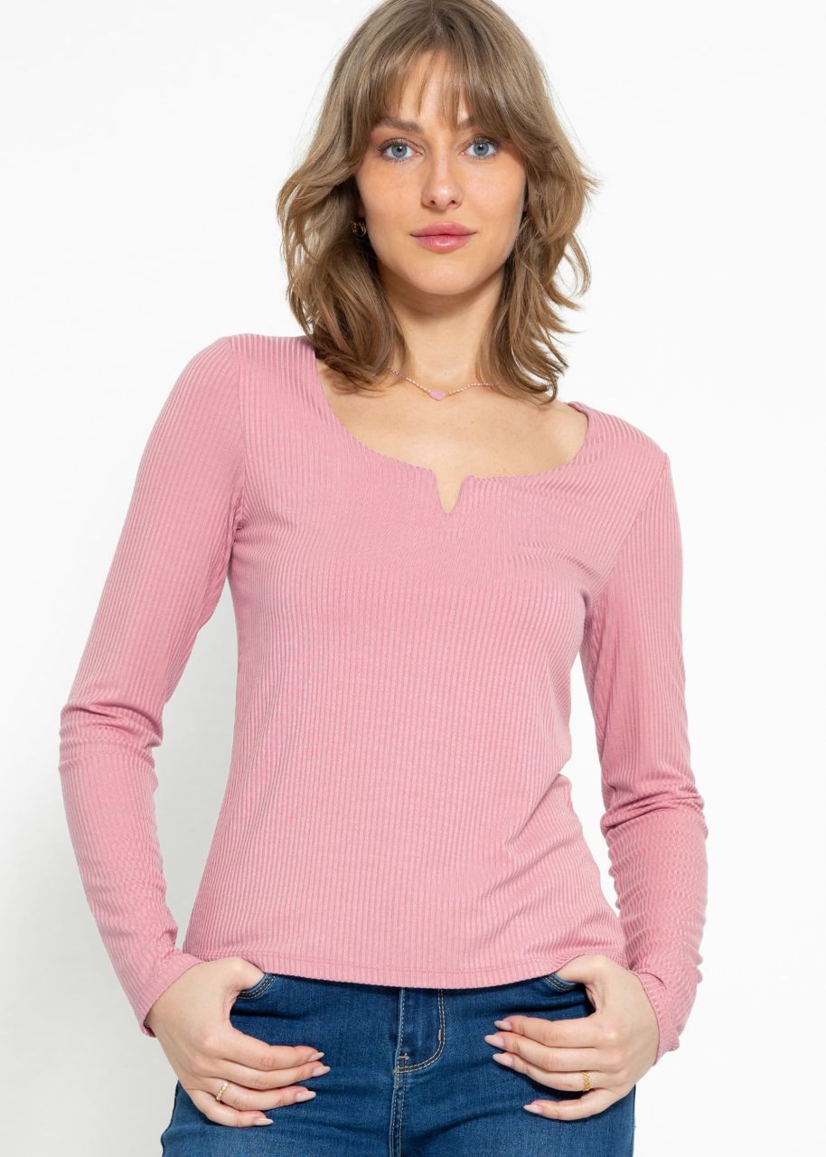 Ribbed long sleeve shirt - pink