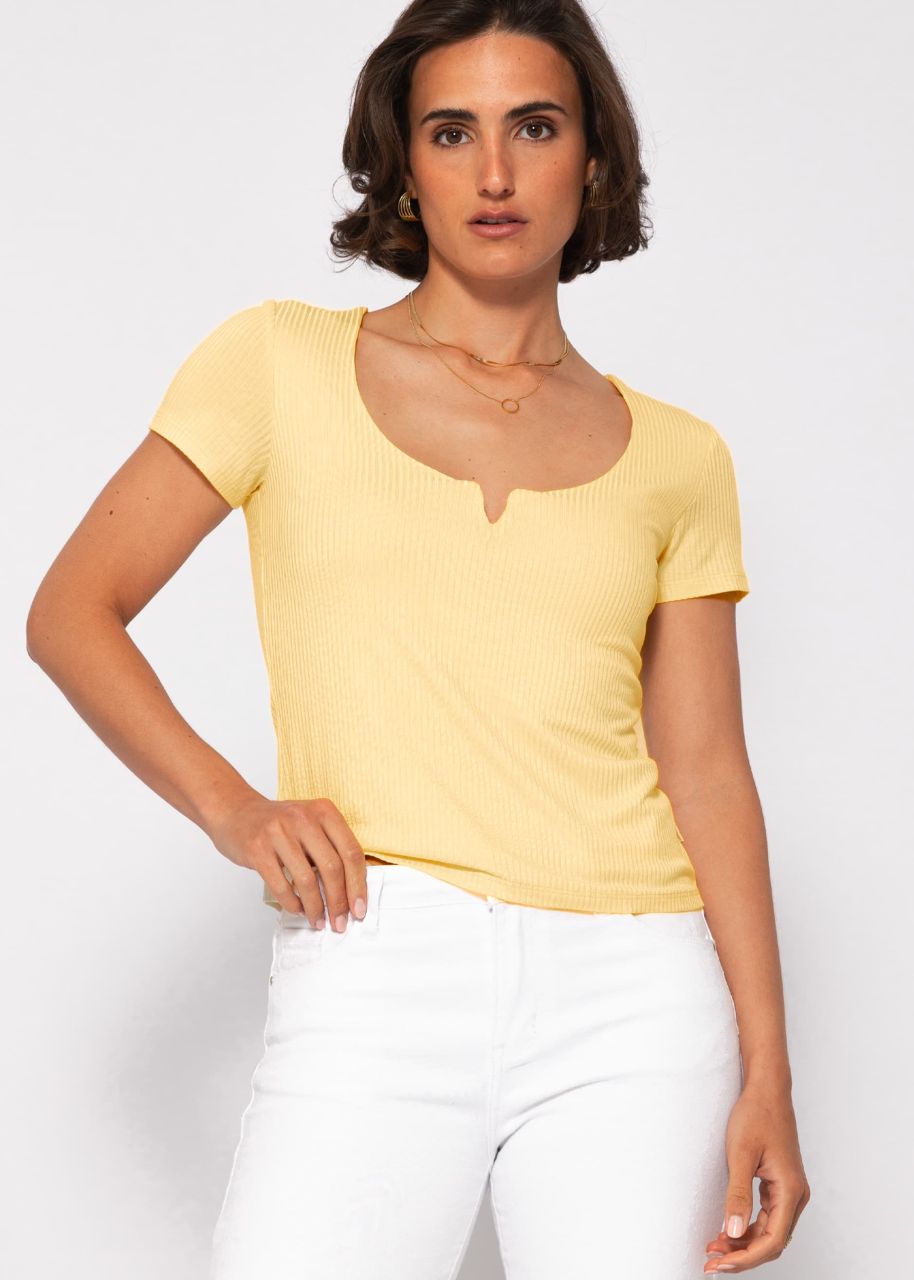 Ribbed T-shirt - yellow