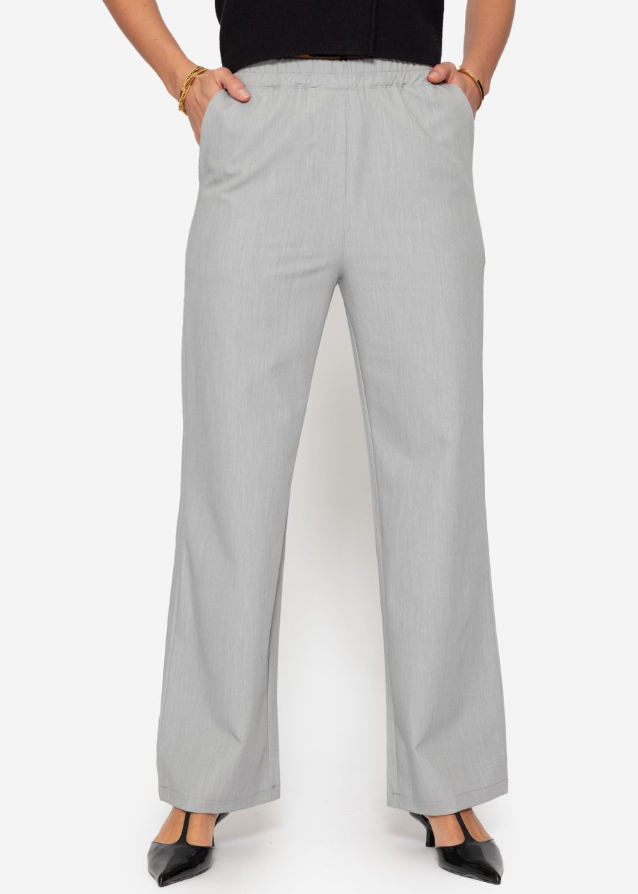 Fabric trousers with elasticated waistband - light grey