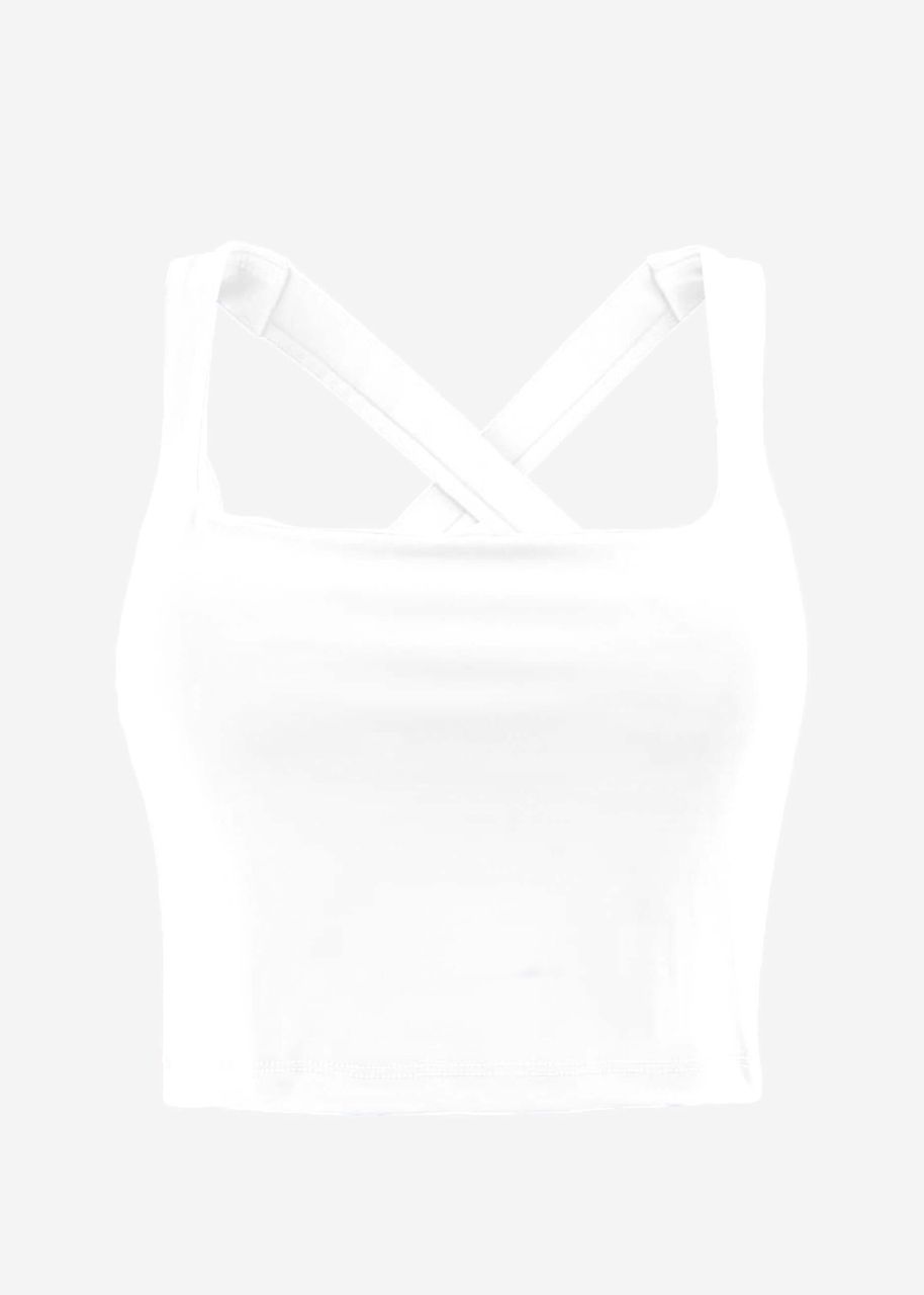 Sports bra with crossed, wide straps - white