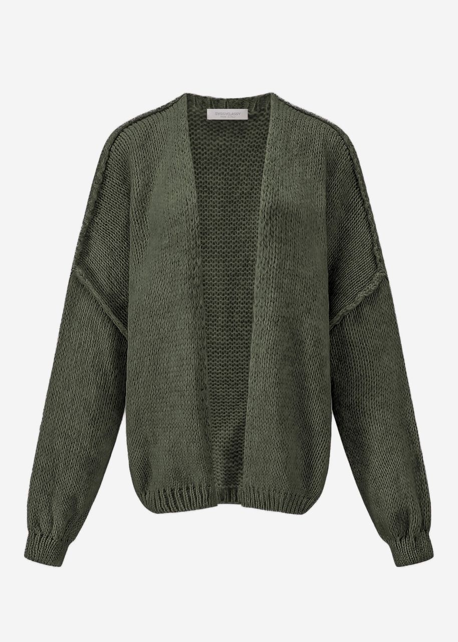 Casual cardigan with outer seams - dark green