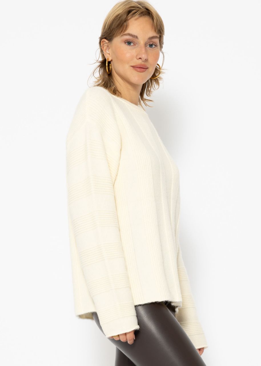 Jumper with ribbed stripe pattern - offwhite